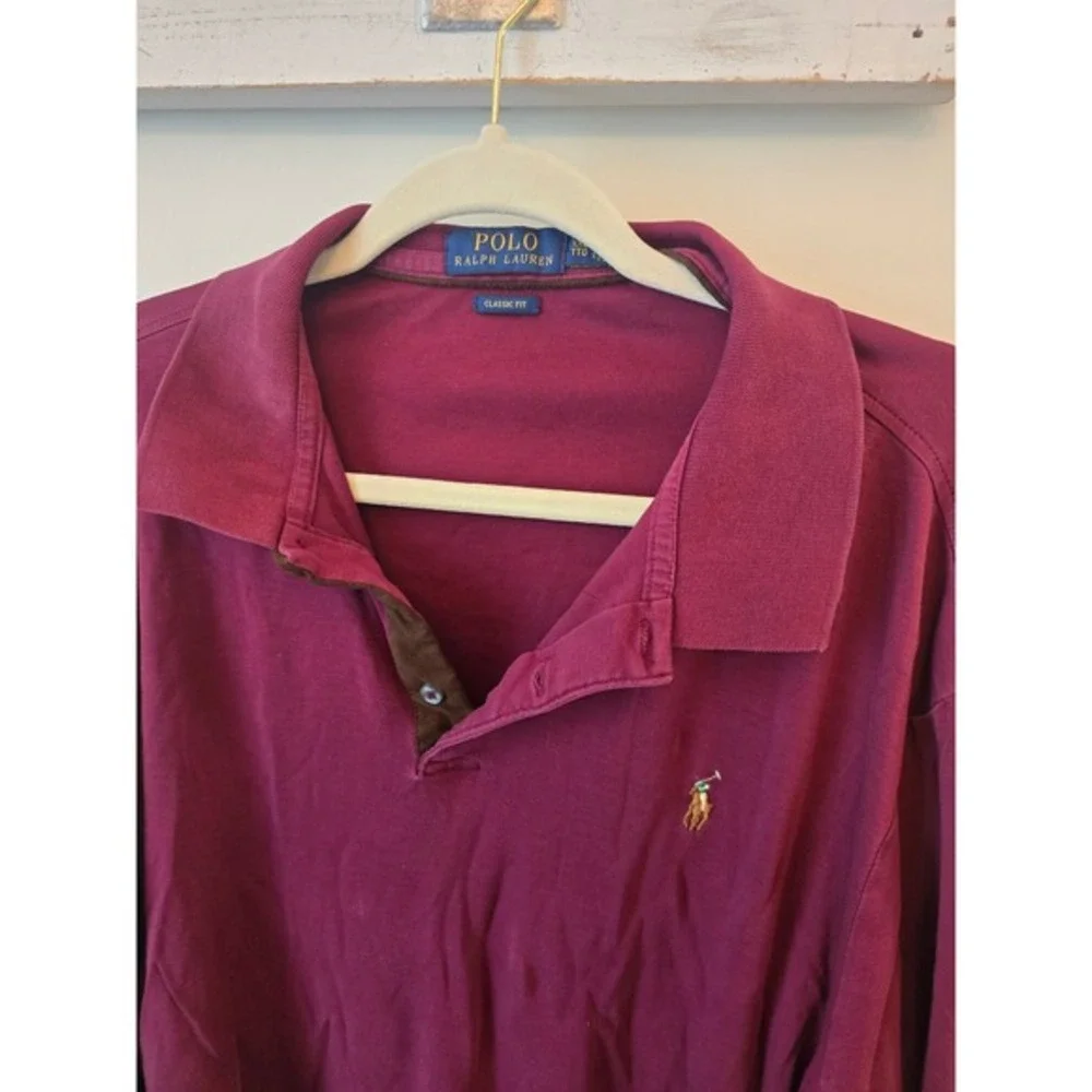 Polo‎ Ralph Lauren Mens XXL Classic Fit Long Sleeve Polo Shirt Burgundy Maroon
